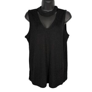 Slinky Tank Sleeveless Top Womens M‎ Gold Sparkle Cut Out NYE Event Party Gala